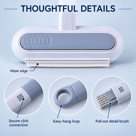 Multifunctional Window Cleaning Brush With Wiper Edge And Detail Brush (1 Pc)