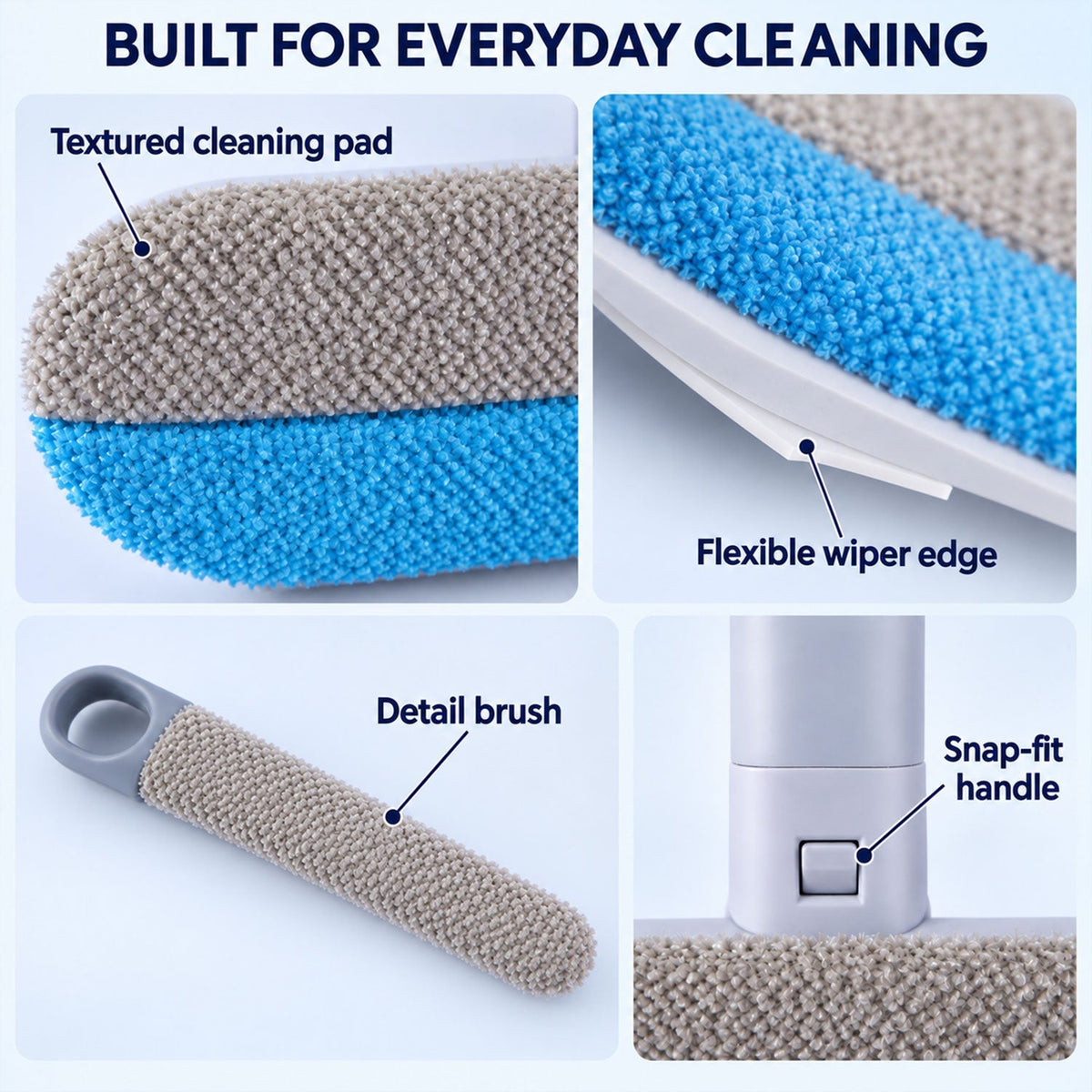 Multifunctional Window Cleaning Brush With Wiper Edge And Detail Brush (1 Pc)