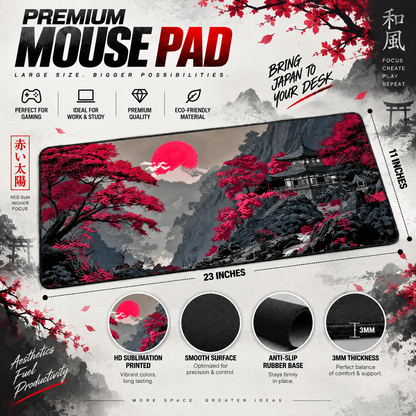 Japanese Sakura Landscape Gaming Mouse Pad – XXL Desk Mat | Anti-Skid Rubber Base