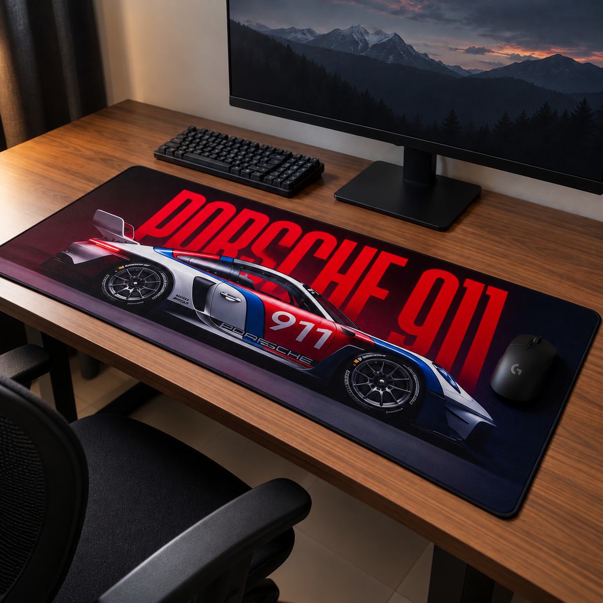 Porsche 911 Gaming Mouse Pad – XXL Desk Mat | Anti-Skid Rubber Base