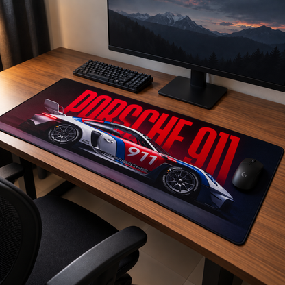 Porsche 911 Gaming Mouse Pad – XXL Desk Mat | Anti-Skid Rubber Base