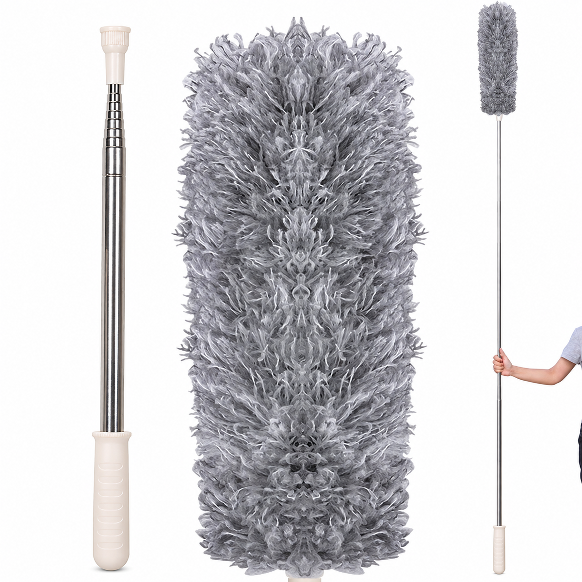 Microfiber Dusters - 100 Inches Extendable Handle Pole