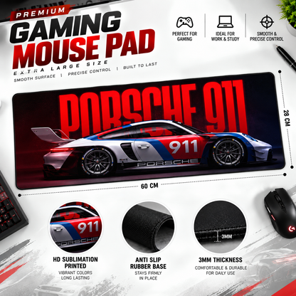 Porsche 911 Gaming Mouse Pad – XXL Desk Mat | Anti-Skid Rubber Base