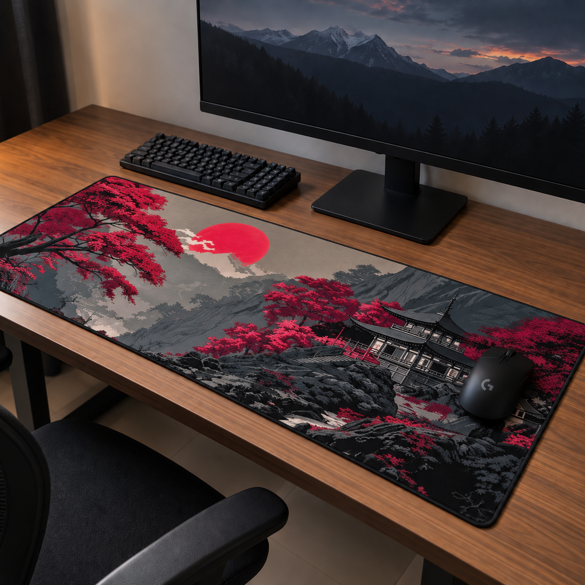 Japanese Sakura Landscape Gaming Mouse Pad – XXL Desk Mat | Anti-Skid Rubber Base